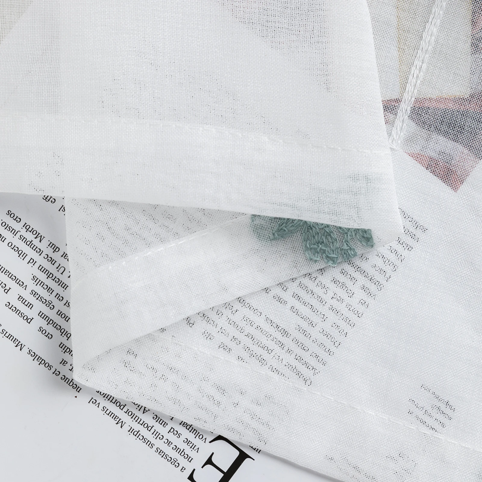 Long Sheer Curtain - Embroidered Voile Curtain Panels with Rod Pocket for Bedroom & Living Room
