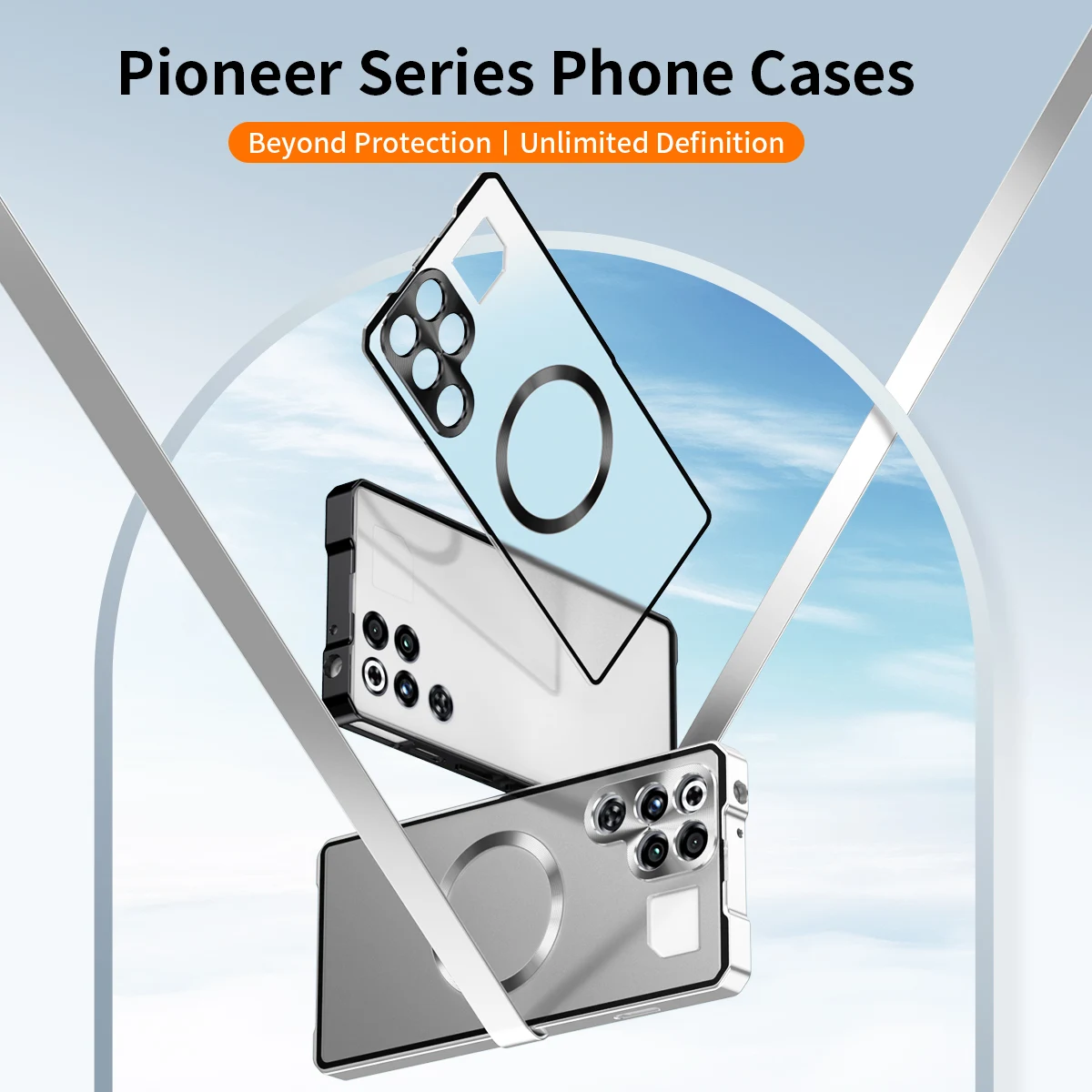 Matte Frosted Magnetic Metal Frame Phone Case with Back Panel Protection