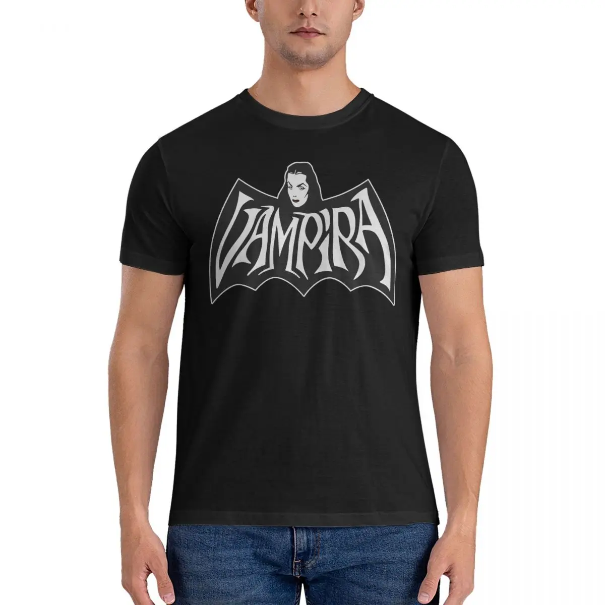 

Vampira T-Shirts Men Vampira Plan 9 Fun 100% Cotton Tees Round Neck Short Sleeve T Shirts Birthday Gift Tops