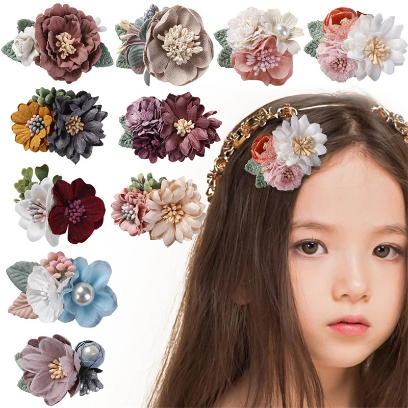 3Pcs/Set Artificial Flower Hair Clip For Girls Cute Sweet Handmade Barrettes Hairpins for Children Headwear Kids Hair Accessorie 3pcs children s backpack and pen bag set anime the amazing digital circus backpack travel backpack bags for girls