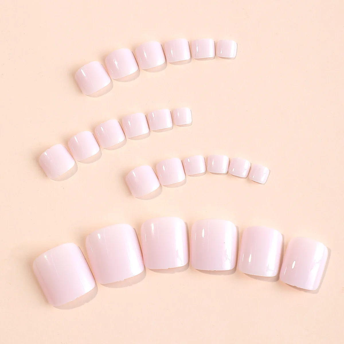 24pcs Sweet Pink Press on Toe Nail Ins Simple Pure Color Fake Toenails Wearable Full Cover Square Fake Toe Nail Patch Wearable