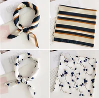 50x50 Square Scarf Hair Tie Band For Business Party Women Elegant Small Vintage Skinny Retro Head Neck Silk Satin Scarf Present 1