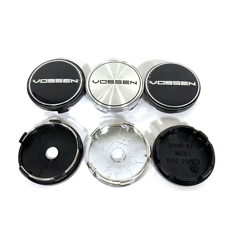 Wheel center caps,wheel center hub cap sticker 4Pcs/Lot 56mm 60mm 65mm 68mm Black Silver Car Wheel Center Hub Cap for VOSSEN Auto Badge Logo Styling Accessories