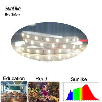 Ra97 썬라이크 LED 스트립, 24V, 5m, 60LED/m, IP20 방수 PCB 폭 8mm, 컷 유닛 100mm