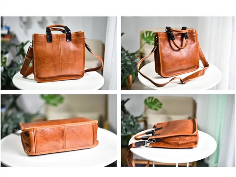 PNDME Retro Literarische Luxus Natürliche Echte Leder frauen Handtasche Einfache Damen Wochenende Täglichen Party Echtes Rindsleder Schulter Tasche – Detail 7