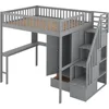 Bunk Bed,Full Loft Beds Stairway Loft Bed Frame with Wardrobe, Desk, Bookcase and Drawers, Solid Wood Bunk Beds 6