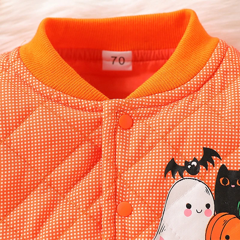 Autumn Winter Newborn Girls Clothes Halloween Cartoon Cute Pumpkin Warm Thick Outerwear Baby Tops Jacket Toddler Coat BC406