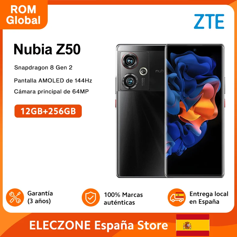 Global ROM Nubia Z50 5G Smartphone Snapdragon 8 Gen 2 Pantalla AMOLED de 6,67 pulgadas y 144 Hz Cámara principal de 64 MP Batería de 5000 mAh Carga de 80 W