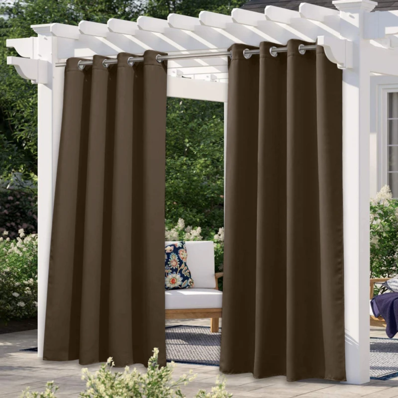 Outdoor Curtains Waterproof Opaque Curtain Blackout Light Blocking UV