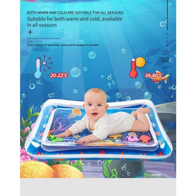 Kids Inflatable Splash Pad Large Baby Tummy Time Mat Cooling Play Mat Crawling Activity Pad with Air Pillow 5