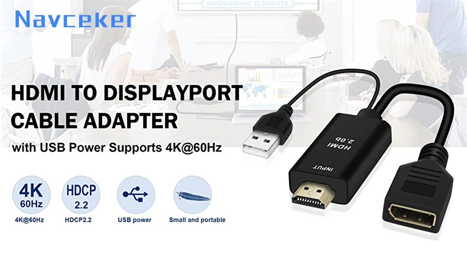 2026 Best 4K 60Hz HDMI to Displayport Adapter Cable 1080P 120Hz HDMI to DP Conve