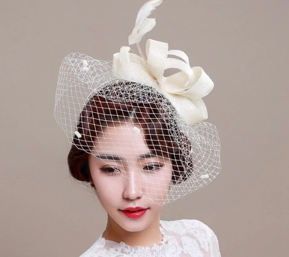 Fascinators Cappello Vintage Nero Velo Fascinator Mesh