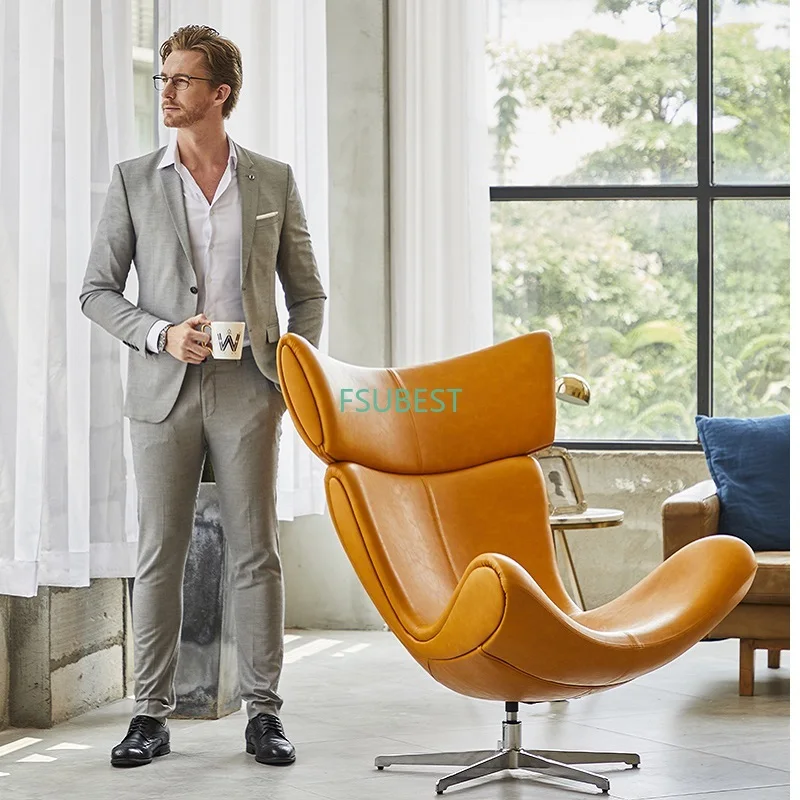Living Room Chair European home bedroom leather stainless steel furniture lazy upholstered accent chair Imola chair recliner