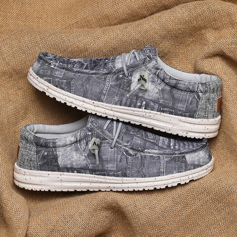 Brand Men Casual Shoes Fashion Denim Canvas Shoes Breathable Men Walking Flat Shoes Outdoor Large Size Light Men's Shoes Loafers