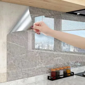 80cm Width Marble Vinyl Self Adhesive Waterproof Wallpaper Decorative Film Contact Paper Wall Sticker for Kitchen Home Decor 1