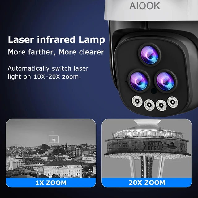 AIOOK WiFi Camera 20x Zoom HD 30MP Outdoor Camera Waterproof Night Vision Two-way Intercom IPC360 HOME IP Camera Mobile Tracking 2