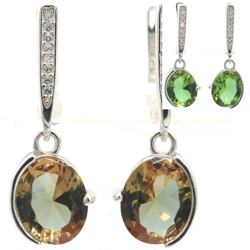 27X10Mm Jazaz 4.7G Zultanite Cambia Colore Alessandrite Topazio Femmine Matrimonio 925 Orecchini In Argento Sterling Massiccio
