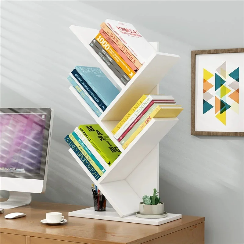 Desktop Tree Bookshelf Multi-layer Simple Landing Fishbone Small Bookcase Student Bedroom Shelf Desktop Storage Rack