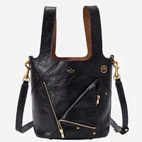 GROTTO leather lapel basket casual retro large capacity versatile single shoulder crossbody handbag