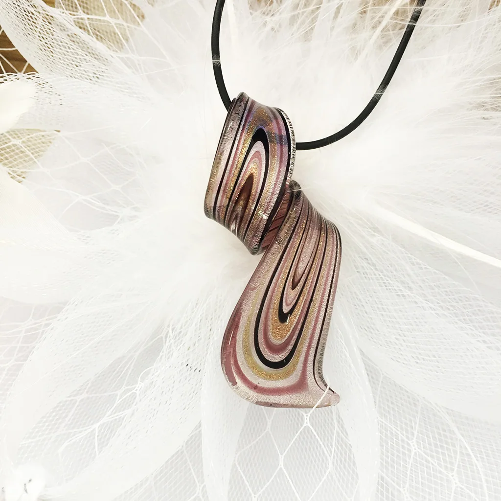 1 Pz Viola Twisted Lampwork Glass Murano Pendenti Collana Stile Cinese Party Loves Gift Whirlwind Pattern Jewelry For Women