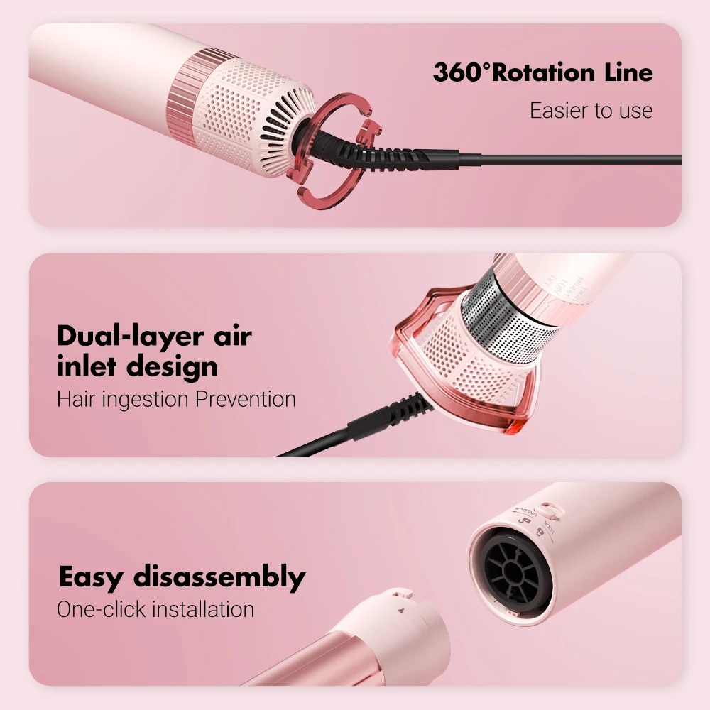 Hair dryer brush detachable 5-in-1 styling and drying system, fast drying, curl smoothing and styling, automatic curling iron