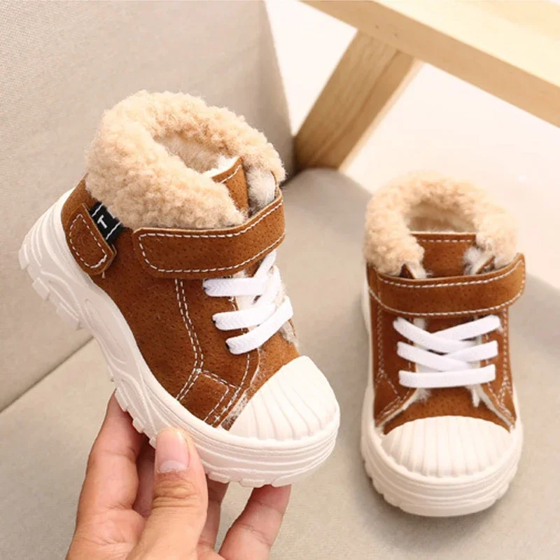 Children Boots Children Warm Boots Winter Boys Plus Thicken Velvet Cotton Girls Waterproof Short Baby Cotton