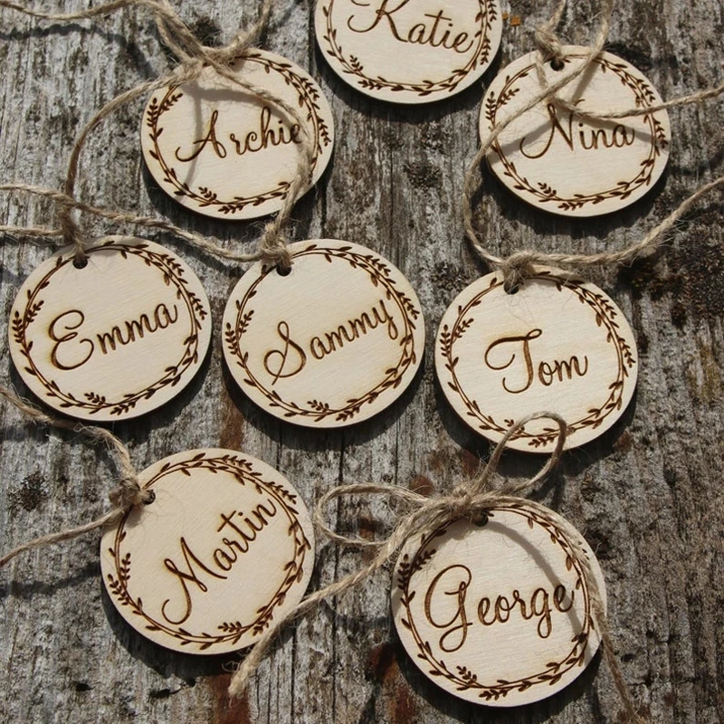 Personalized Wedding Wooden Wood Name Tags Wedding Decoration Dining Table Arrangement Plan Unique Party Gift Tab