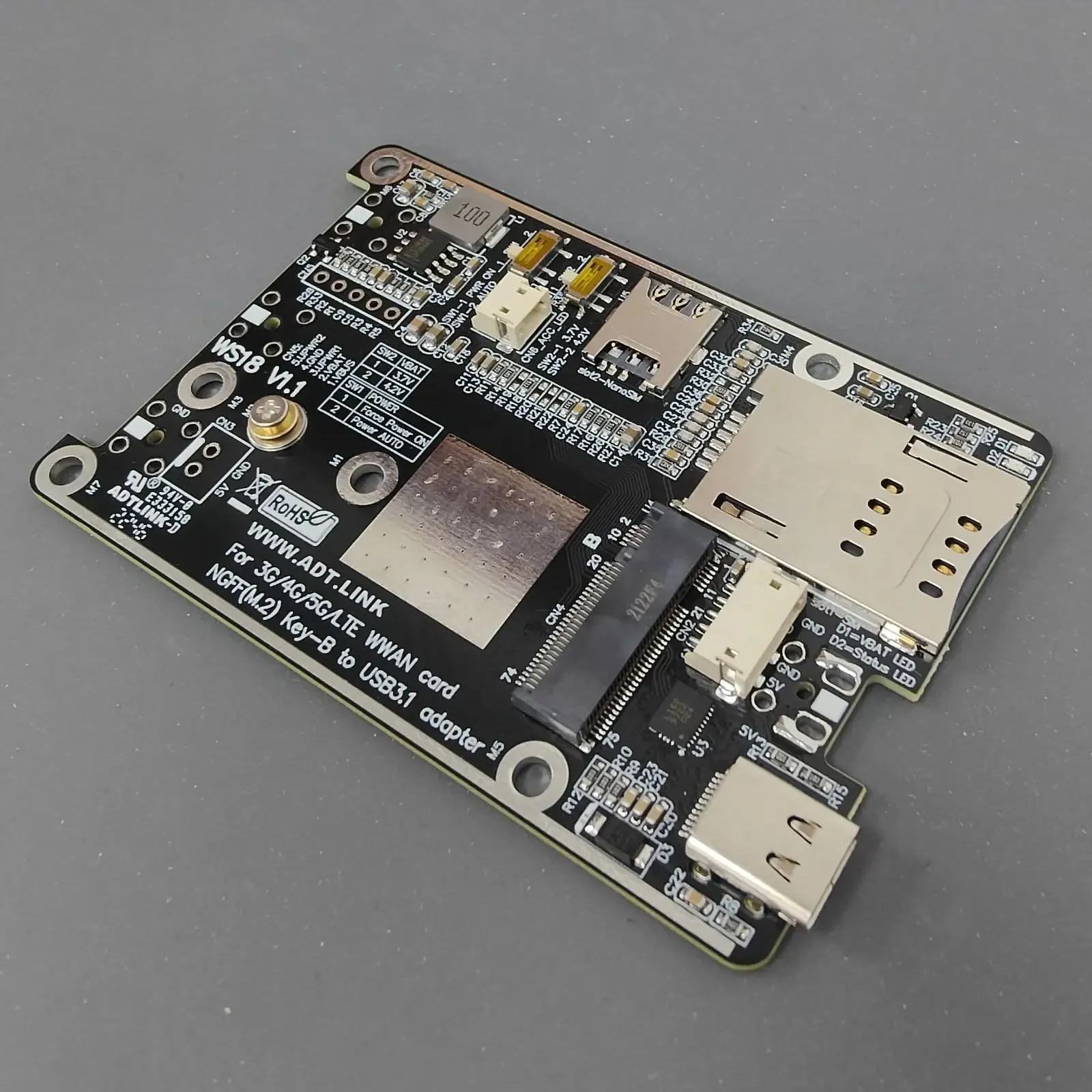 Cartão Modular do Adaptador das Telecomunicações Móveis Entalhe a Usb 3.1 tipo c 4g Lte Unicom Adt Ngff Chave de M.2 b Wwan 5g 2230 3042 3052 2230 - Imagem 6