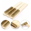 1pcs Wood Handle Brass Wire Copper Brush for Industrial Devices Surface/Inner Polishing Grinding Cleaning 6x16 Row Brushes 1