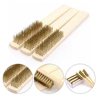 1pcs Wood Handle Brass Wire Copper Brush for Industrial Devices Surface/Inner Polishing Grinding Cleaning 6x16 Row Brushes 1