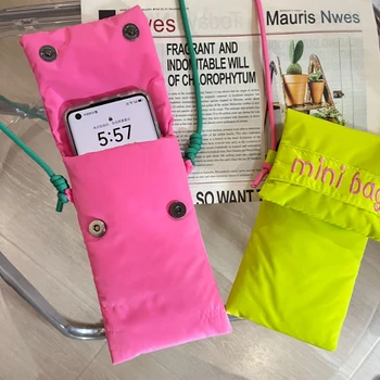 Borsa per telefono carina di nuova moda Borsa a tracolla semplice verde rosa rossa Borsa a tracolla piccola in tessuto per ragazze Borsa porta carte 1