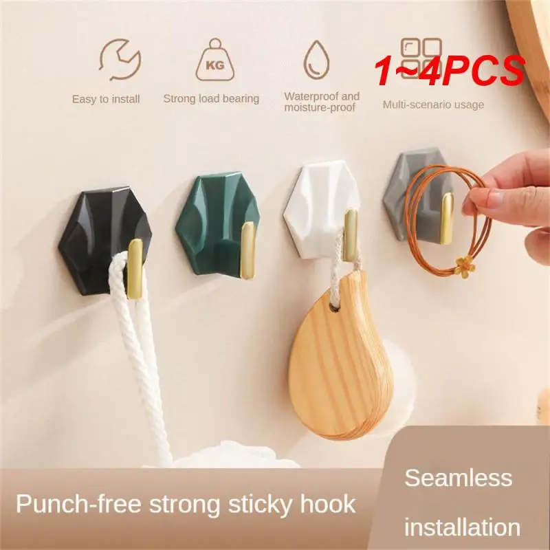 

1~4PCS Behind-door Key Cloth Hanger Hook Creative Without Drilling For Kitchen Bathroom Door Wall Strong Self Adhesive