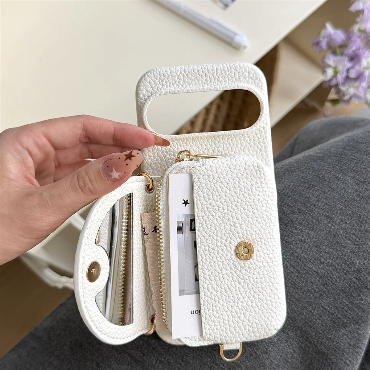 Luxury Leather Crossbody Lanyard Bag with Wallet Card Slot Cover