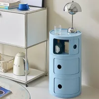 Nordic Bedside Cabinet Small Round Modern Plastic Storage Cabinet Narrow Cabinet Multi Layer Side Cabinet for Living Room 3