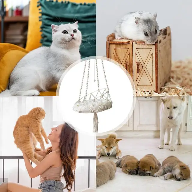 Hammock For Indoor Cat Boho Hammock Indoor Cats Swing Bed Pet Cat Beddings Comfortable With Removable Cushion For Balcony Study 5