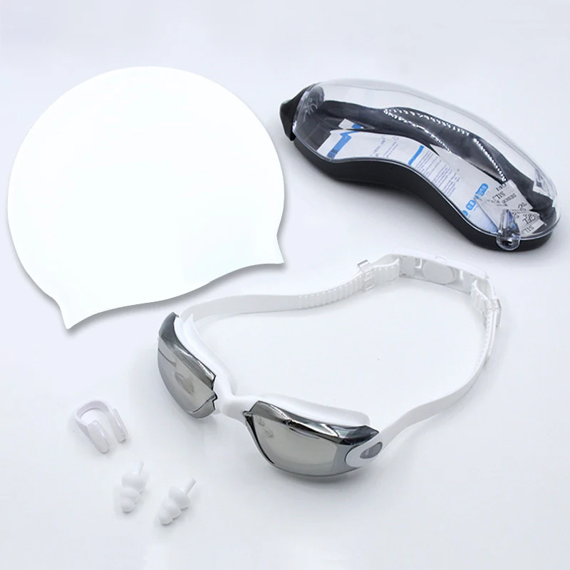 

Unisex Adult Sports Diving Eyewear Swim Cap Swimming Glasses Anti-fog Waterproof Swim Goggles Earplug Pool Equipment 2023 New