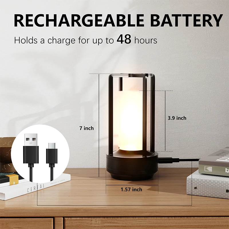 Portable Cordless Led Desk Lamp Touch Three-Color Infinite Dimming Rechargeable Battery Dimming Lighting for Restaurants Bedroom Bar Camping led light desk lamp led desk lamp
