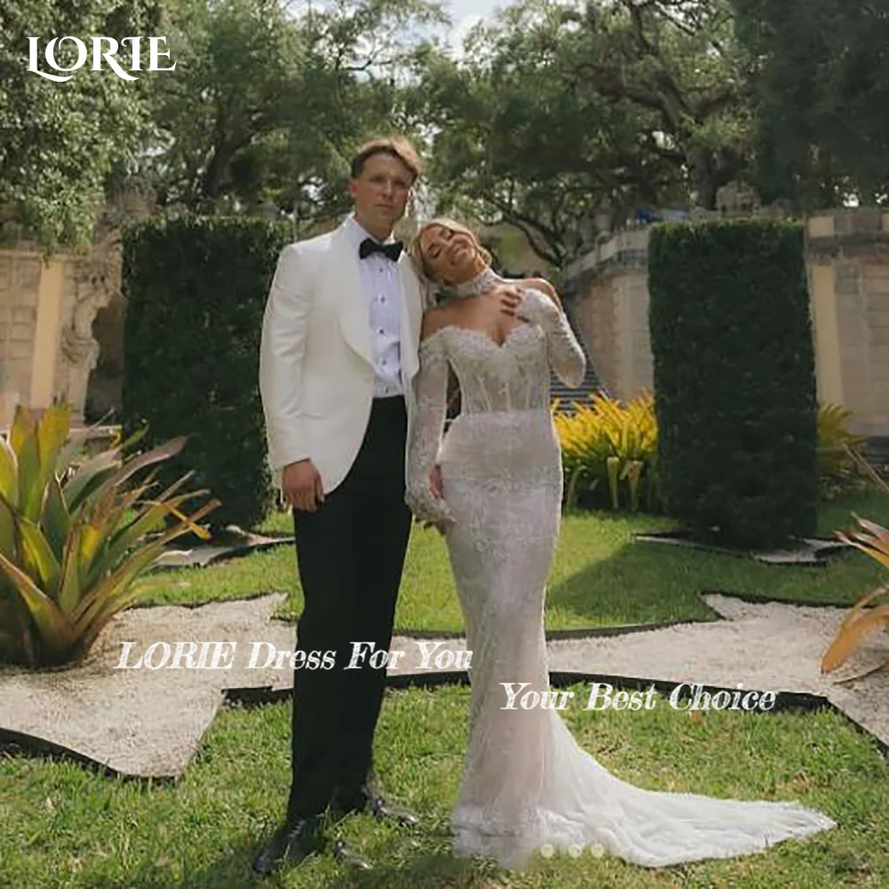LORIE Vintage Lace Mermaid Wedding Dress Sexy Off Shoulder Long Sleeve  Bridal PartryGown Backless Princess Bride Gown Customized - AliExpress 320