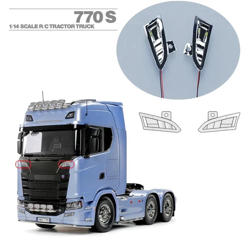 JUWUBA 1/14 LED Frontscheinwerfer Lampe Scheinwerfer Für Tamiya Lkw 770s 6x4 56368 8x4 56371 Lkw Zubehör JUWUBA LED Beleuchtung