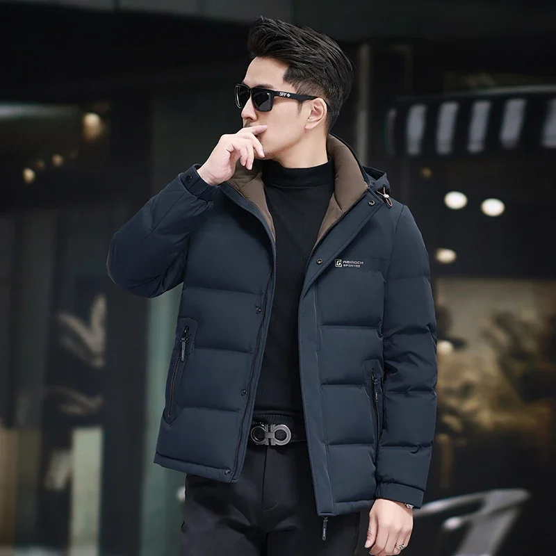 Chaqueta corta con capucha y plumón de pato para hombre, ropa de diseñador de lujo, ropa de invierno acolchada, abrigo para hombre