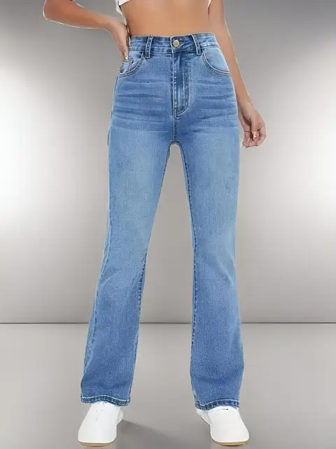 Nouveaux jeans chauds pour femmes minceur style européen et américain décontracté polyvalent taille haute pantalon en Denim lavé pour les femmes 2