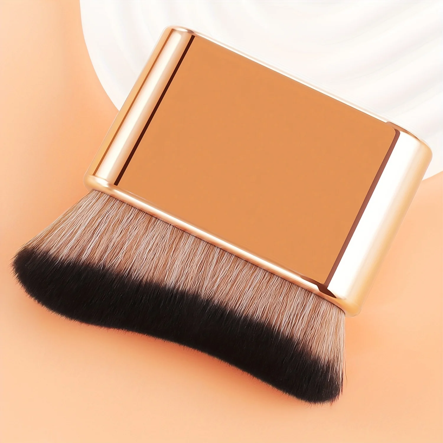 1pc Wave Contour Makeup Brush, ABS Plastic Handle, Nylon Bristles, Unscented, Universal Skin Type, Foundation Application Palm B 2