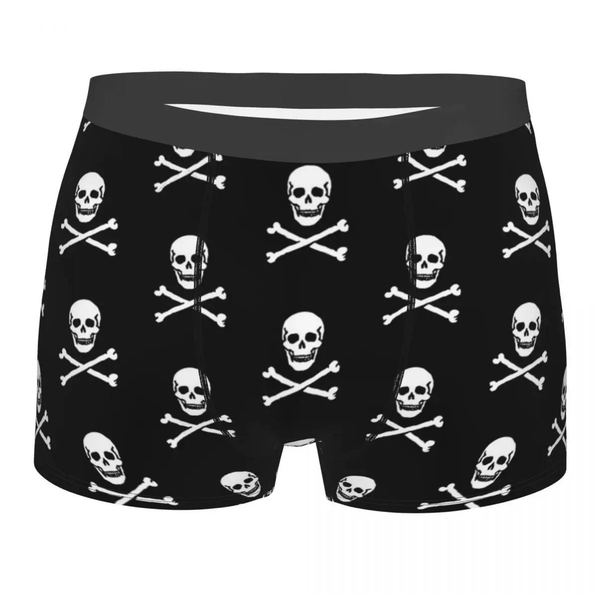Calzoncillos Boxer Jolly Roge para hombre, ropa interior divertida transpirable con esqueleto y hueso de calavera, pantalones cortos con estampado de alta calidad, Idea de regalo
