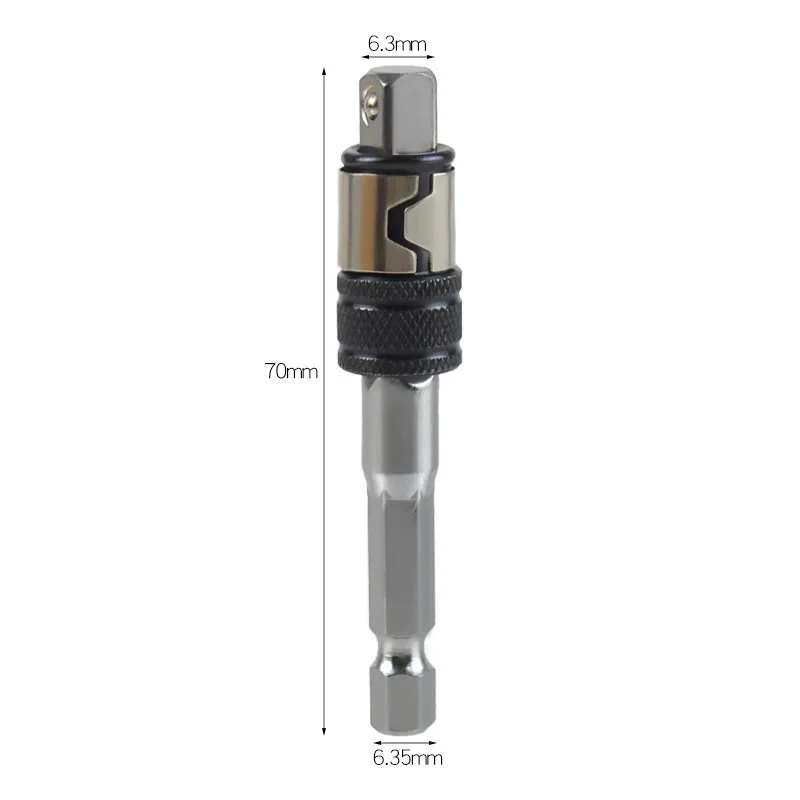 1/4'' Hex Shank Socket Adapter 70mm Cr-V Steel Extension Bar Drill/Impact Driver Converter
