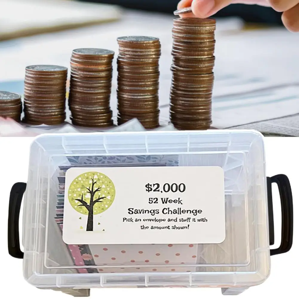 Financial Tracker Money Savings Challenge Kit 100pcs Envelope Box Set for Planning Accessory Various Patterns in Square Shape