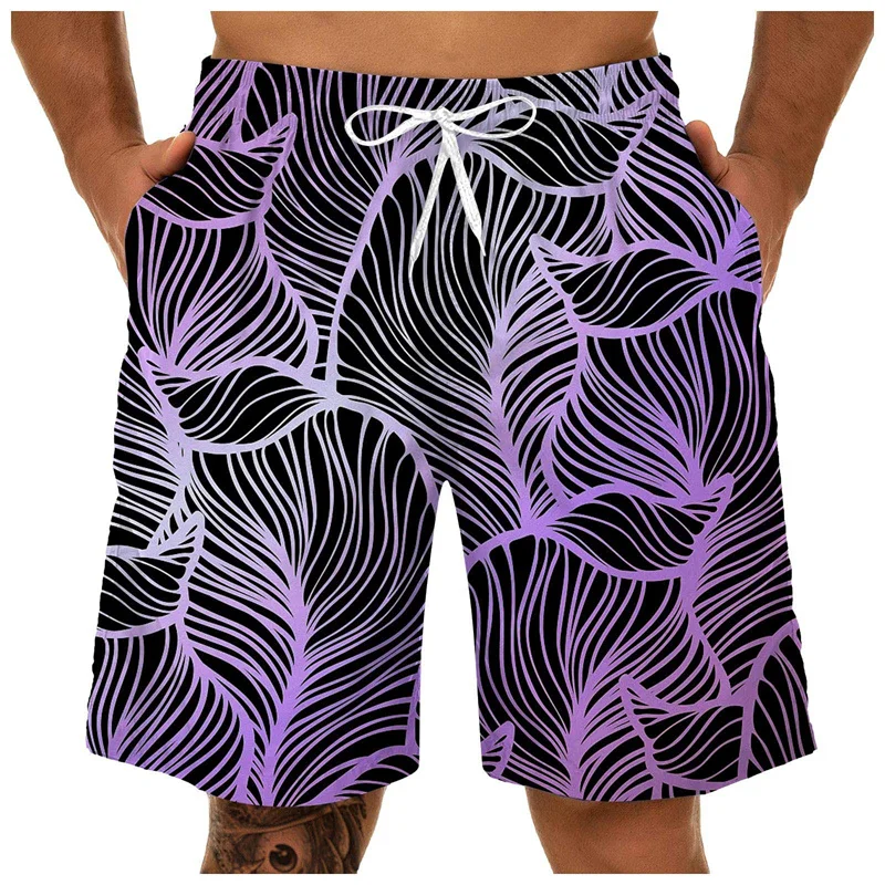 

Colorful Hawaiian 3D Print Beach Shorts Men Tropical Plants Pattern Summer Swimming Trunks Casual Quick Dry Surf Board Shorts