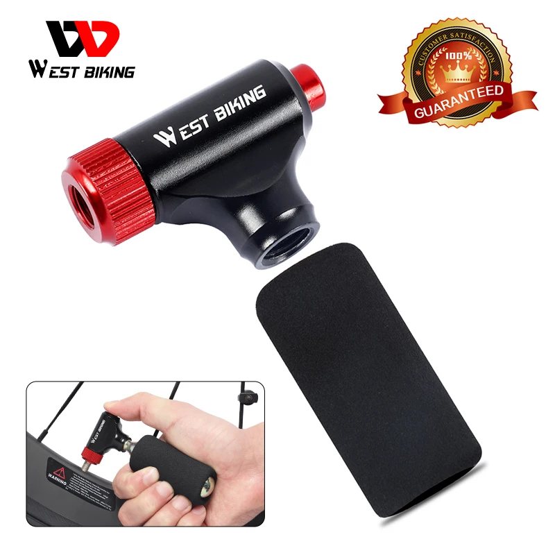 WEST BIKING CO2 Pump For Bicycle Schrader Presta Adapter Portable Bike Tire Inflator Aluminum Alloy Mini MTB Road Cycling Pump