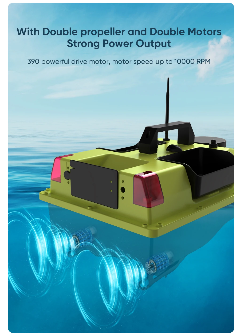 D20 GPS RC Köderboot 600M Kabelloses Ferngesteuertes Angelköderboot Futterboot mit 3 Köderbehältern 7 LED-Leuchten – Detail 8