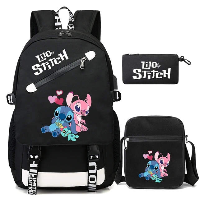 Disney Lilo and Stitch Backpack and Lunch Box Bundle - 4 Pc Set With 16  Stitch Print All Over School Bag, Stitch Lunch Bag, and More For Boys And