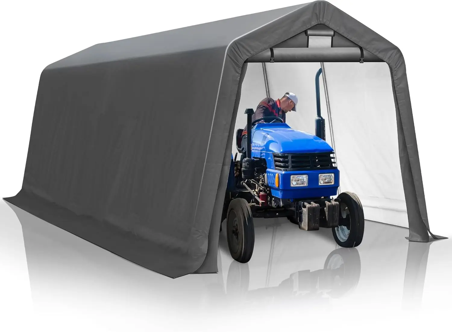 8' x 14' Outdoor Storage Shelter Shed- Heavy Duty Storage Tent with Roll-up Ventilated Windows, Portable Garage Zipper